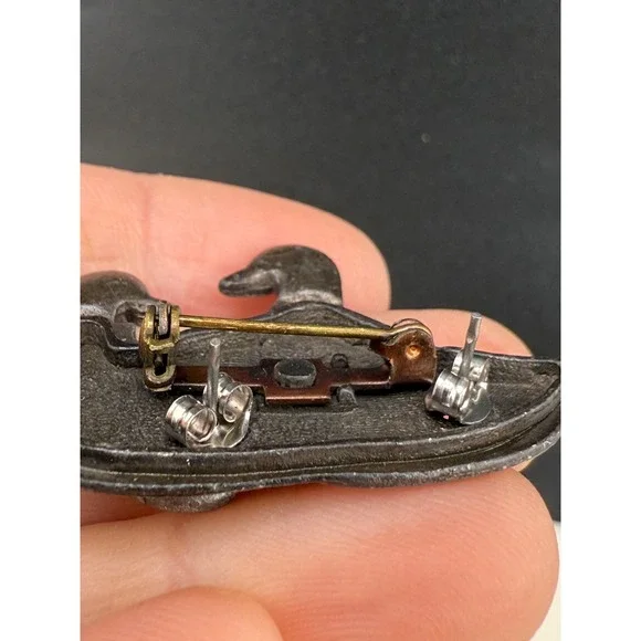 Vintage Pewter Brooch With Matching Pierced‎ Earrings Lot One Trinket Box Mouse - Picture 8 of 16